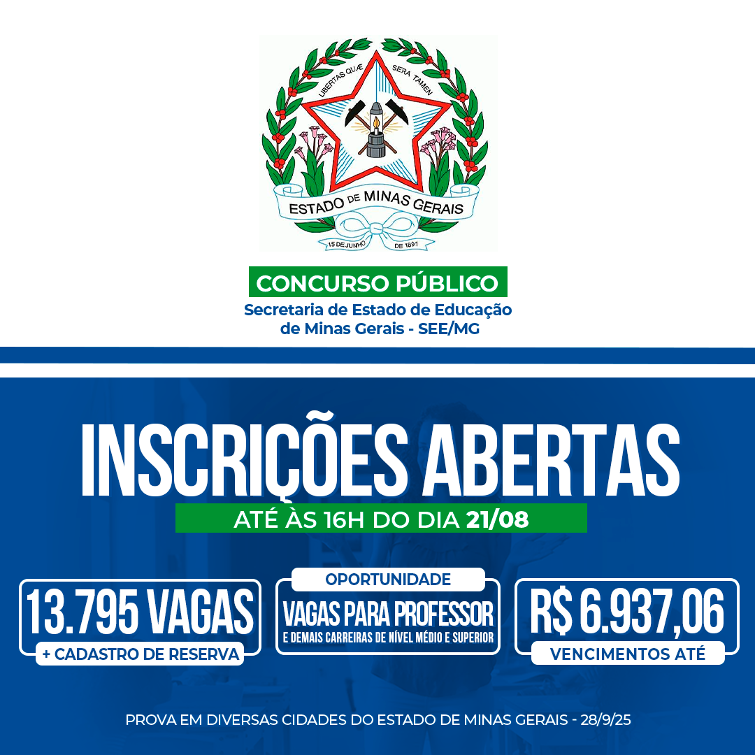 Concurso Público para a Secretaria de Estado da Educação de Minas Gerais - SEE/MG